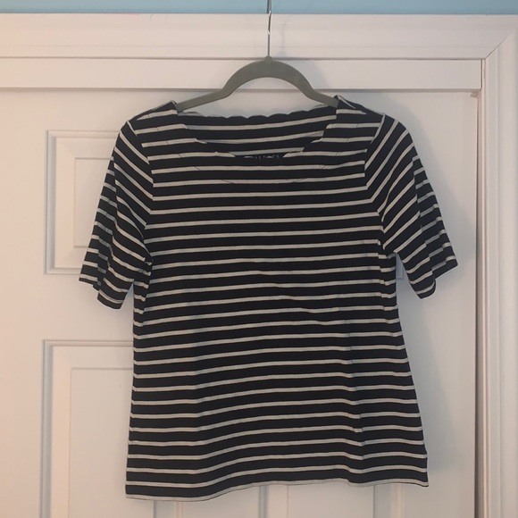 Talbots Striped & Scallop-Neck Blouse - Picture 2 of 4